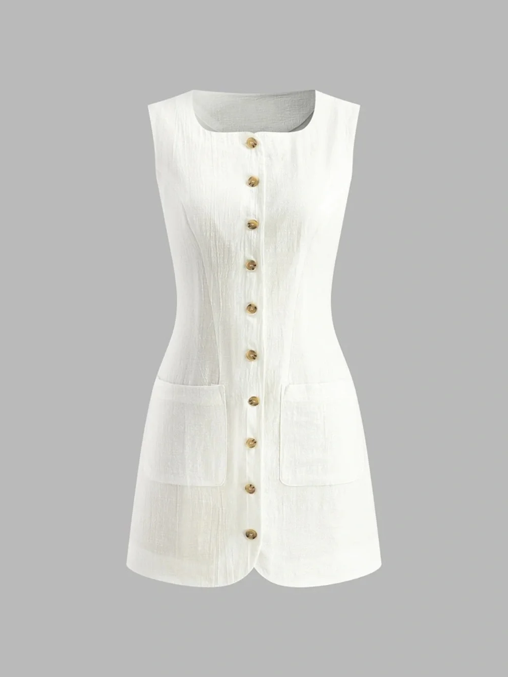 Commense| Button-Front Mini Dress - Picture 5 of 8